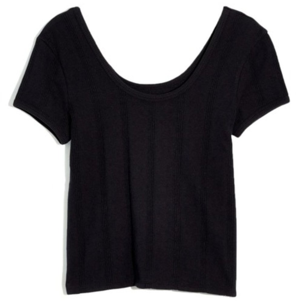 Madewell Pointelle Ribbed Scoop Neck Blouse